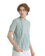 Men's Blue Casual Regular Fit Printed Half Sleeves Tshirt