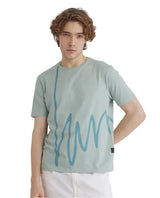 Men's Blue Casual Regular Fit Printed Half Sleeves Tshirt
