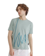 Men's Blue Casual Regular Fit Printed Half Sleeves Tshirt