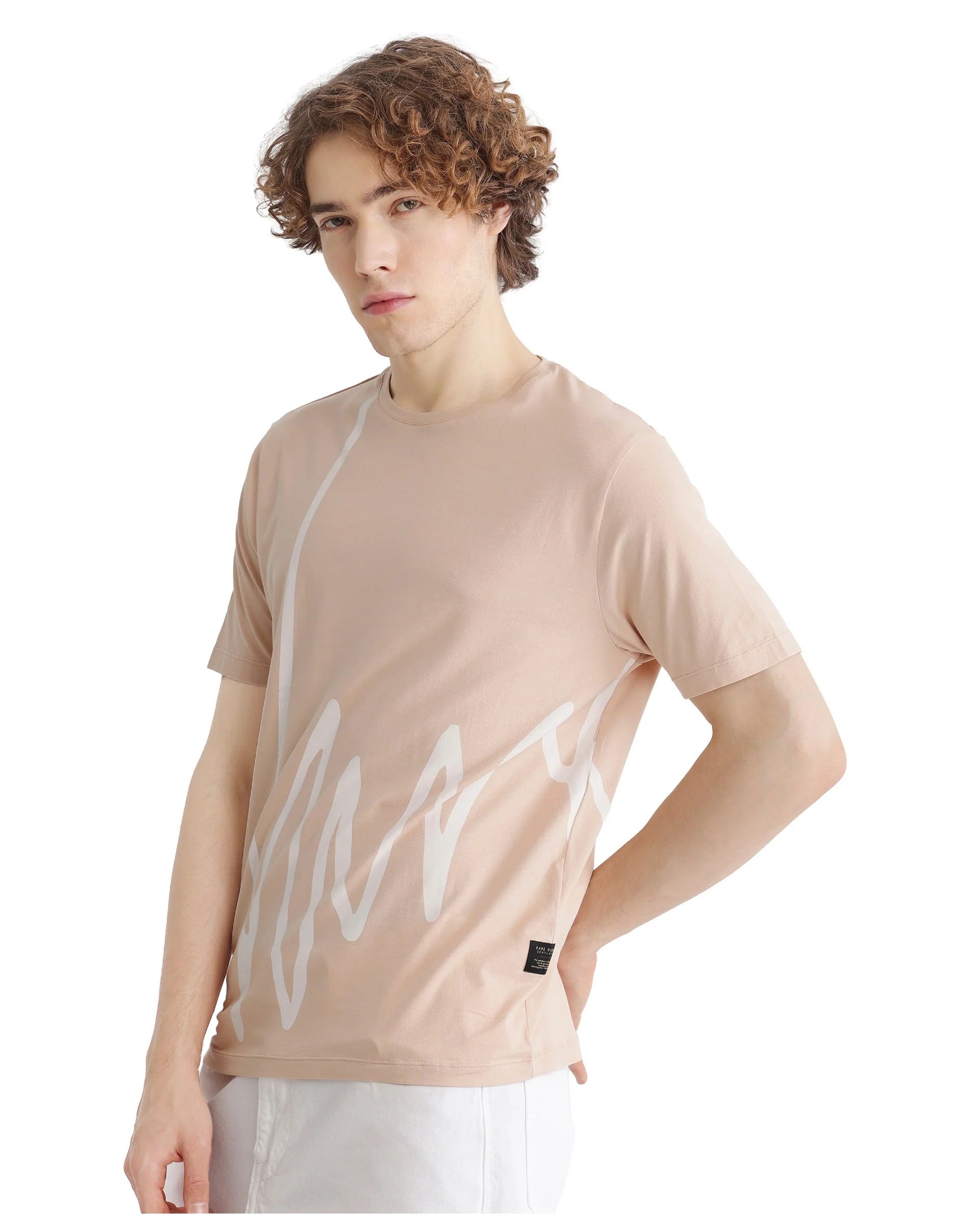 Men's Pink Casual Regular Fit Printed Half Sleeves Tshirt