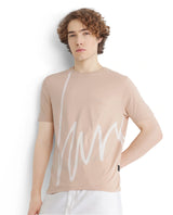 Men's Pink Casual Regular Fit Printed Half Sleeves Tshirt