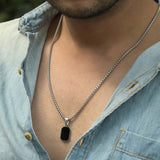 Men's Silver Plated Shadow Octane Necklace Waterproof & Anti-Tarnish