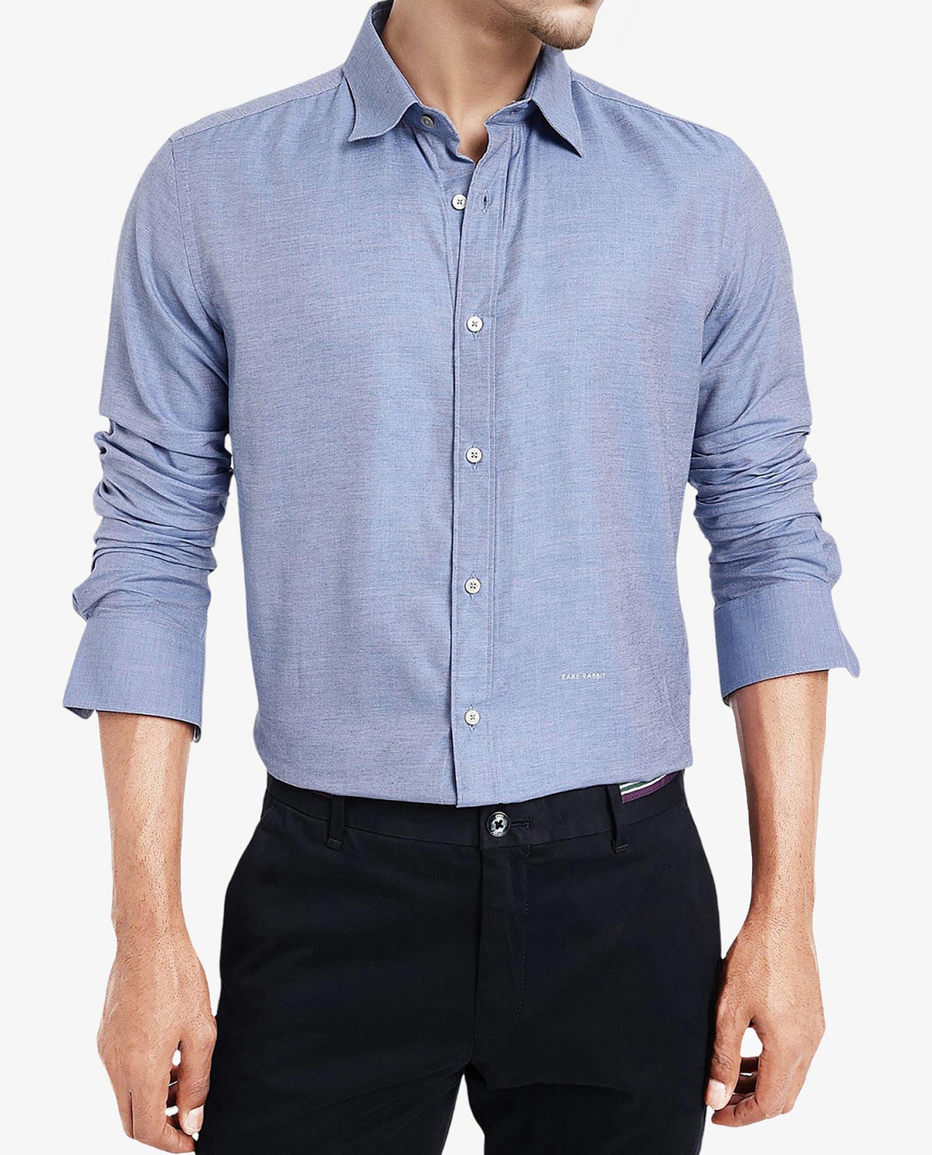 Men's Blue Formal Regular Fit Solid Full Sleeves Shirt