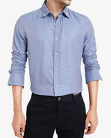 Men's Blue Formal Regular Fit Solid Full Sleeves Shirt