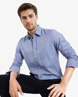 Men's Blue Formal Regular Fit Solid Full Sleeves Shirt