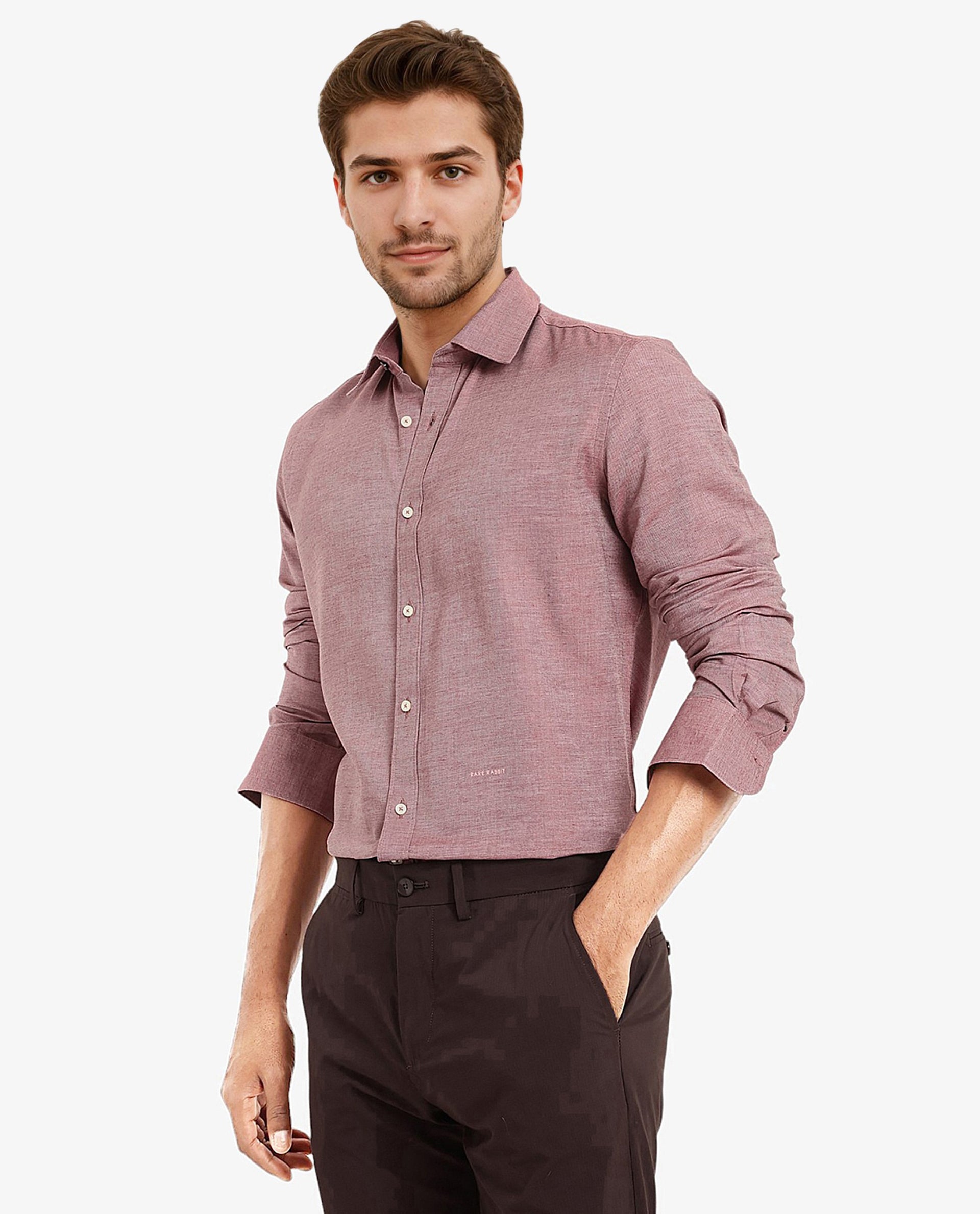 Men's Red Formal Regular Fit Solid Full Sleeves Shirt