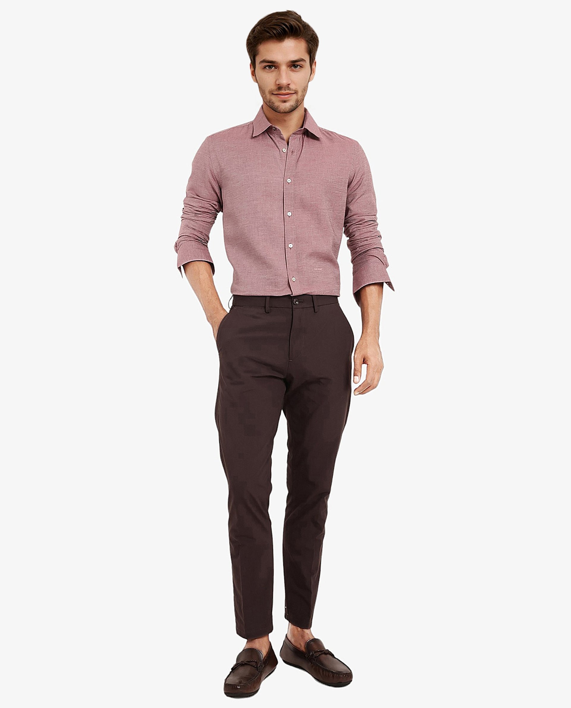 Men's Red Formal Regular Fit Solid Full Sleeves Shirt