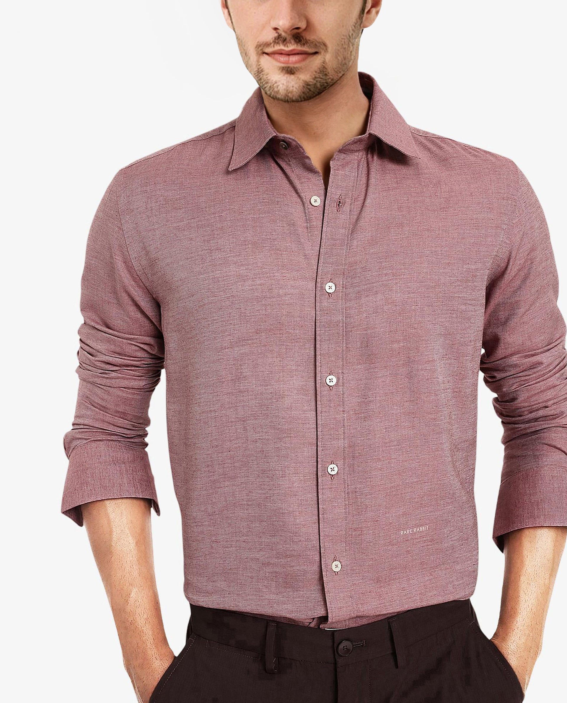Men's Red Formal Regular Fit Solid Full Sleeves Shirt