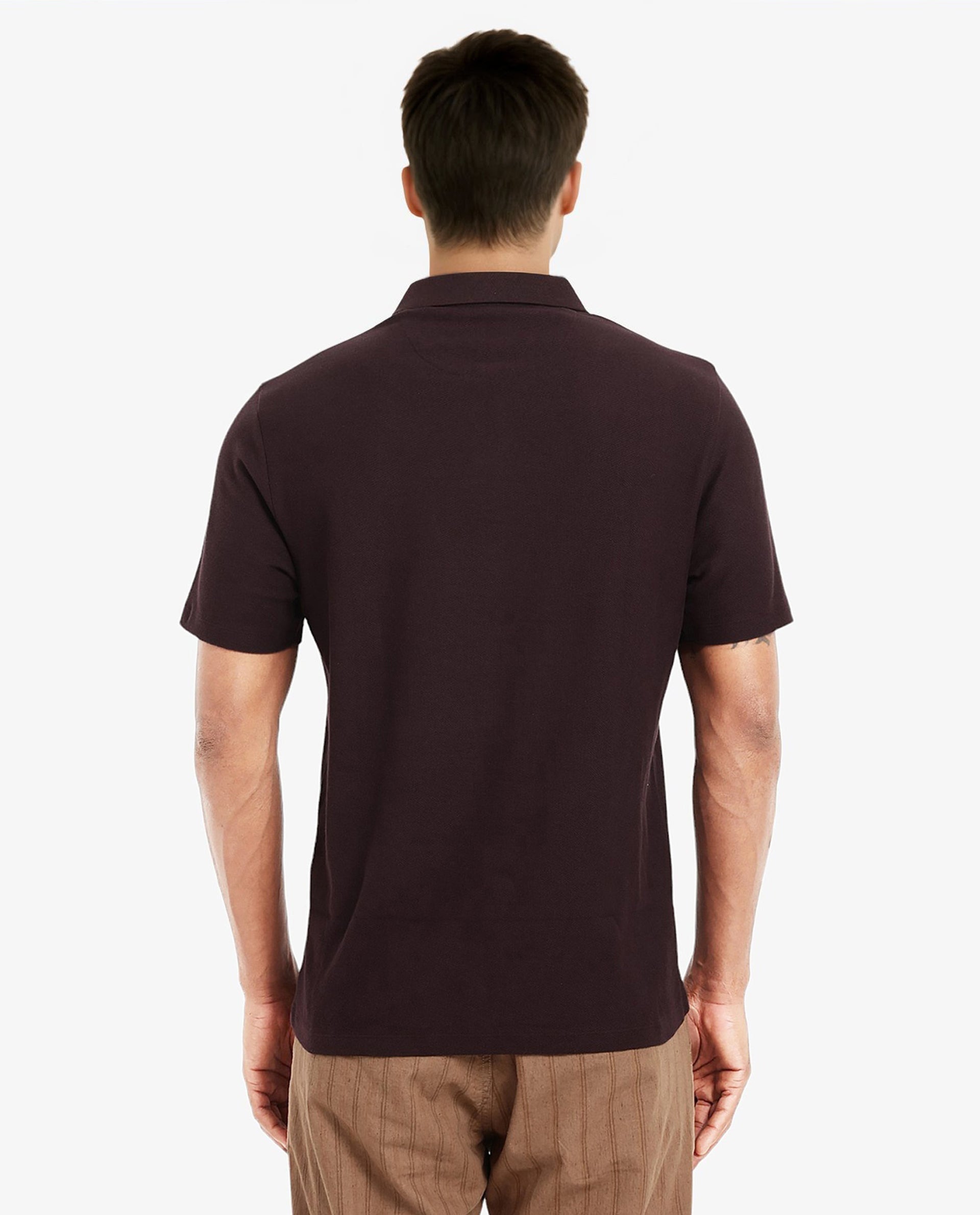 Men's Purple Casual Regular Fit Solid Half Sleeves Polo Tshirt