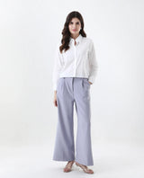 Women's Charon White Cotton With Concealed Placket Shirt
