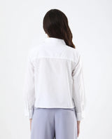Women's Charon White Cotton With Concealed Placket Shirt