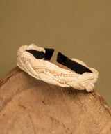 Women's Beige Casual Solid Fabric Knot Plastic Hair Band