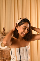 Women's Beige Casual Solid Fabric Knot Plastic Hair Band