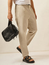 Men's Beige Casual Regular Fit Solid Trouser