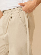 Men's Beige Casual Regular Fit Solid Trouser