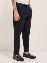 Men's Blue Casual Regular Fit Solid Trouser