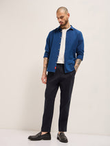 Men's Blue Casual Regular Fit Solid Trouser