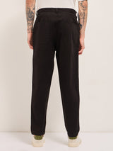 Men's Black Casual Regular Fit Solid Trouser