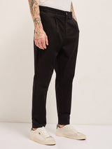 Men's Black Casual Regular Fit Solid Trouser
