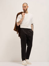 Men's Black Casual Regular Fit Solid Trouser