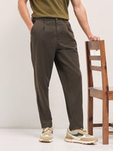 Men's Brown Casual Regular Fit Solid Trouser