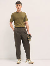 Men's Brown Casual Regular Fit Solid Trouser