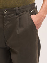 Men's Brown Casual Regular Fit Solid Trouser
