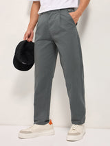 Men's Grey Casual Regular Fit Solid Trouser