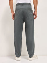 Men's Grey Casual Regular Fit Solid Trouser