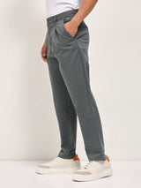 Men's Grey Casual Regular Fit Solid Trouser