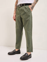 Men's Olive Casual Regular Fit Solid Trouser