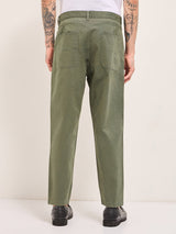 Men's Olive Casual Regular Fit Solid Trouser