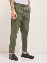 Men's Olive Casual Regular Fit Solid Trouser