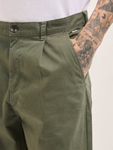 Men's Olive Casual Regular Fit Solid Trouser