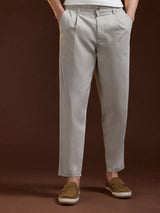 Men's Grey Casual Regular Fit Solid Chinos
