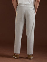 Men's Grey Casual Regular Fit Solid Chinos