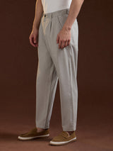 Men's Grey Casual Regular Fit Solid Chinos