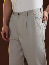 Men's Grey Casual Regular Fit Solid Chinos