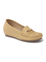Women's Textured Slip-On Wedge Loafers with Buckle