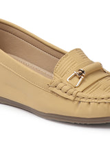 Women's Textured Slip-On Wedge Loafers with Buckle