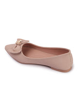 Women's Pointed Toe Textured Ballet Flats with Bows