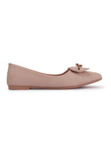 Women's Pointed Toe Textured Ballet Flats with Bows