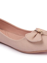 Women's Pointed Toe Textured Ballet Flats with Bows