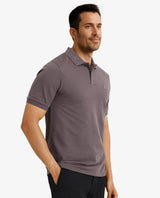 Men's Grey Casual Regular Fit Solid Half Sleeves Polo Tshirt