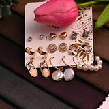 Women's Gold Casual Earrings - Set of 9