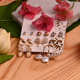 Women's Gold Casual Earrings - Set of 9