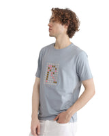 Men's Blue Casual Regular Fit Printed Half Sleeves Tshirt