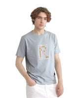 Men's Blue Casual Regular Fit Printed Half Sleeves Tshirt