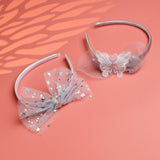 Girls Multicolor Casual Plastic Elegant Bow & Butterfly Shape Hair Band - 2 Pcs