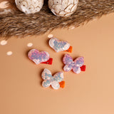 Girls Multicolor Casual Metal Charming Heart & Butterfly Shape Alligator Hair Clips - 4 Pcs